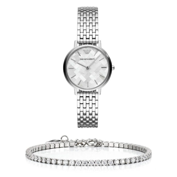 Emporio Armani Mother of Pearl Dial Silver Steel Strap Watch For Women - AR11112 - Image 3